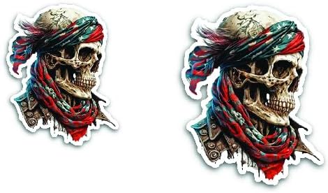 2 (Pieces) 3" and 5" American Flag Skull Decal Sticker, Waterproof Vinyl Decals for Many Purpose Like Cars, Trucks, Laptops, Phones, Windows and More