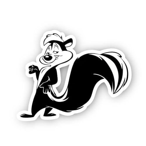 2 (Pieces) 2" and 3" Smirking Skunk Cartoon Sticker, Waterproof Vinyl Decals for Many Purpose Like C