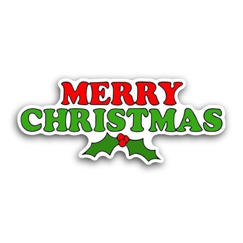 2 (Pieces) 3" and 5" Merry Christmas Lettering Sticker, Waterproof Vinyl Decals for Many Purpose Lik