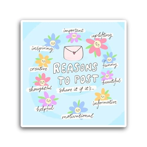 2 (Pieces) 3" and 5" Reasons to Post Text Sticker, Waterproof Vinyl Decals for Many Purpose Like Car