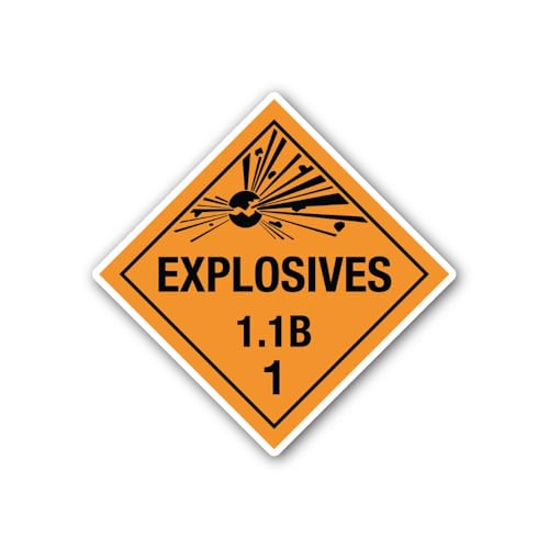 2 (Pieces) 3" and 5" Explosives Class 1, Division 1.1B Placard Sticker, Waterproof Vinyl Decals for 