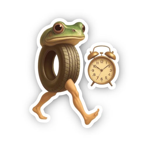 2 (Pieces) 3" and 5" Frog Face and Tyre Sticker, Waterproof Vinyl Decals for Many Purpose Like Cars,