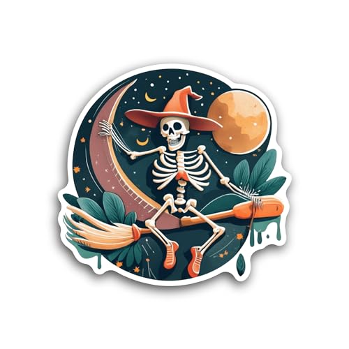 2 (Pieces) 3" and 5" Scary Skeleton Sticker, Waterproof Vinyl Decals for Many Purpose Like Cars, Tru
