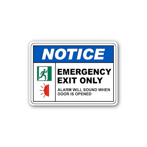 2 (Pieces) 3" and 5" Notice Emergency EXIT ONLY Sticker, Waterproof Vinyl Decals for Many Purpose Li