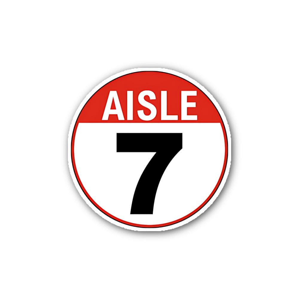 2 (Pieces) 3" and 5" Aisle 7 Sign Sticker, Waterproof Vinyl Decals for Many Purpose Like Cars, Truck