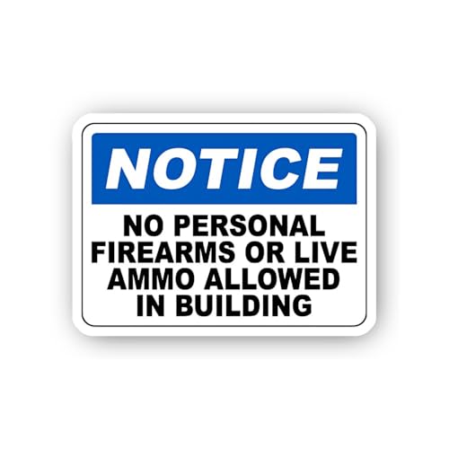 2 (Pieces) 3" and 5" No Personal Firearms Or Live Ammo Notice Sticker, Waterproof Vinyl Decals for M