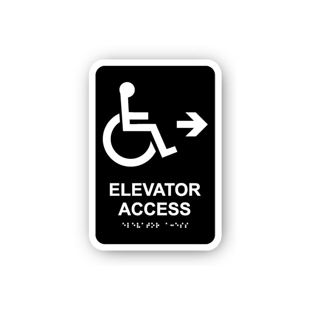 2 (Pieces) 3" and 5" Elevator Access Arrow Right Braille Sticker, Waterproof Vinyl Decals for Many P