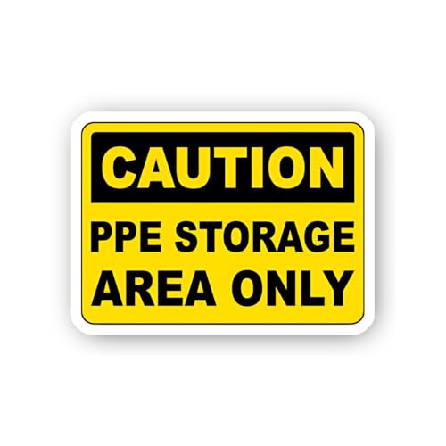 2 (Pieces) 3" and 5" Yellow PPE Storage Area Sign Sticker, Waterproof Vinyl Decals for Many Purpose 