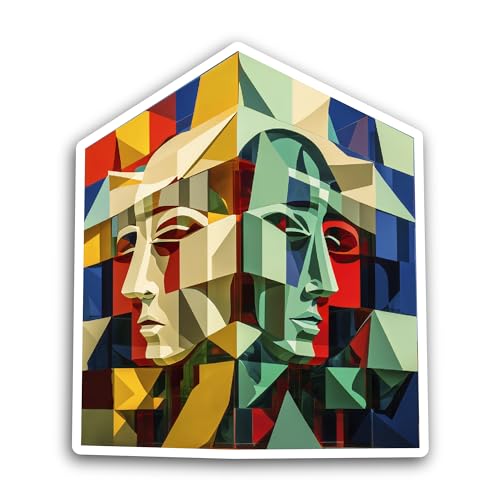 2 (Pieces) 3" and 5" Cubist Painting Portrait Sticker, Waterproof Vinyl Decals for Many Purpose Like