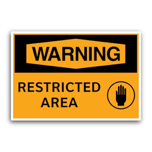 2 (Pieces) 3" and 5" Warning Restricted Area Safety Sign Sticker, Waterproof Vinyl Decals for Many P