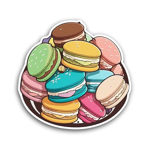 2 (Pieces) 3" and 5" Macaron Cookies Sticker, Waterproof Vinyl Decals for Many Purpose Like Cars, Tr