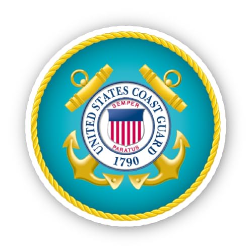 2 (Pieces) 3" and 5" Circular Emblem with Cannons and Anchors Sticker, Waterproof Vinyl Decals for M