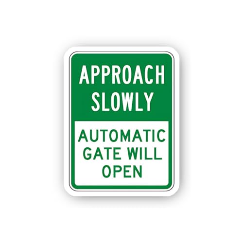 2 (Pieces) 3" and 5" Automatic Gate Approach Sign Sticker, Waterproof Vinyl Decals for Many Purpose 