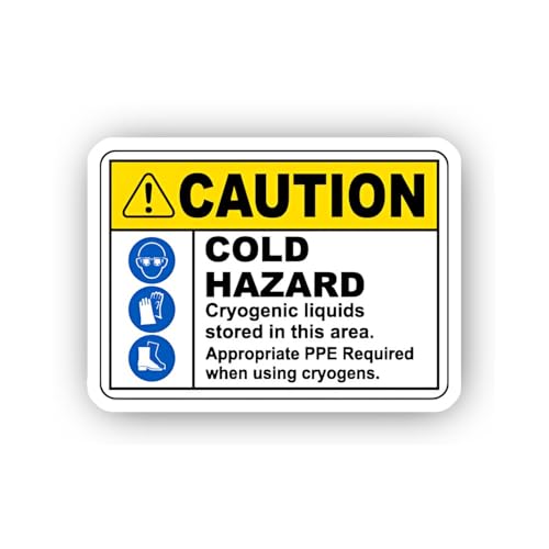 2 (Pieces) 3" and 5" Cryogenic Cold Hazard Precautions Sticker, Waterproof Vinyl Decals for Many Pur