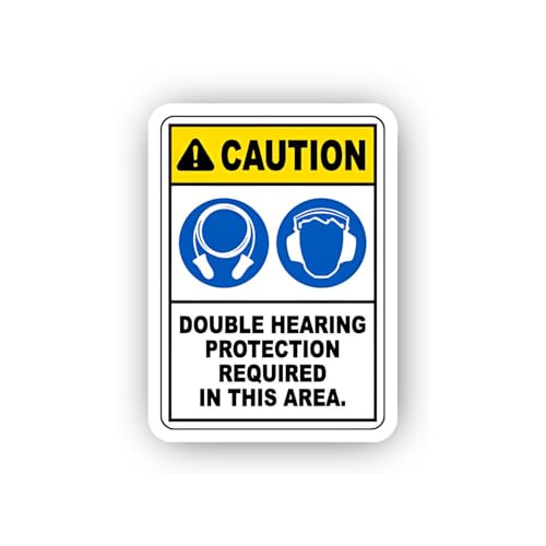 2 (Pieces) 3" and 5" Dual Hearing Protection Mandate Sticker, Waterproof Vinyl Decals for Many Purpo