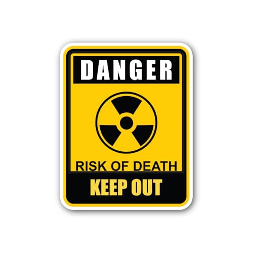 2 (Pieces) 3" and 5" Risk of Death Keep Out Sticker, Waterproof Vinyl Decals for Many Purpose Like C