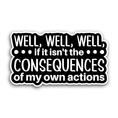 2 (Pieces) 3" and 5" Well Well Well, If It Isn't The Consequences Sticker, Waterproof Vinyl Decals f