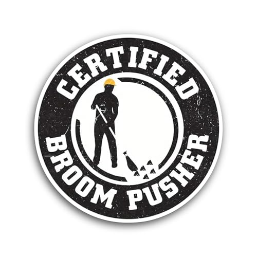 2 (Pieces) 3" and 5" Certified Broom Pusher Sticker, Waterproof Vinyl Decals for Many Purpose Like C