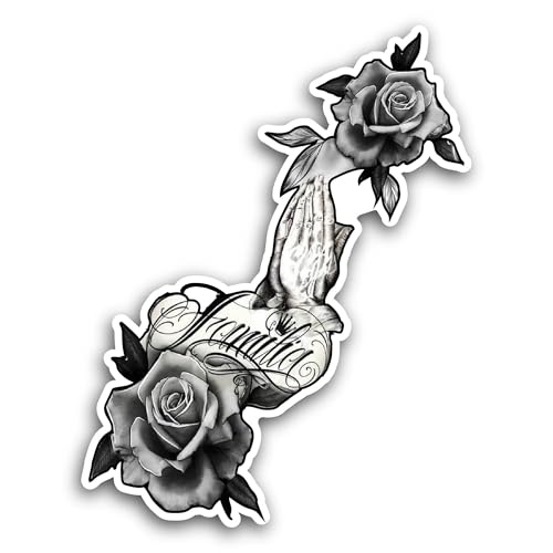 2 (Pieces) 3" and 5" Roses and Hands Sticker, Waterproof Vinyl Decals for Many Purpose Like Cars, Tr