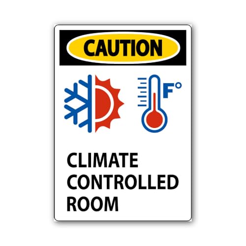 2 (Pieces) 3" and 5" Caution Climate Controlled Rooms Sticker, Waterproof Vinyl Decals for Many Purp