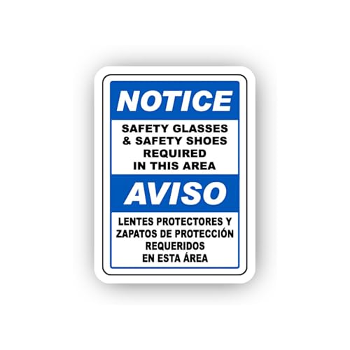 2 (Pieces) 3" and 5" Bilingual Eye and Foot Safety Sticker, Waterproof Vinyl Decals for Many Purpose