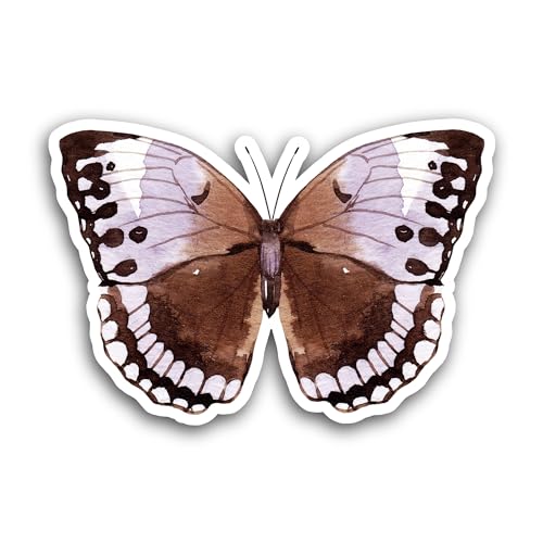 2 (Pieces) 3" and 5" Brown Butterfly Sticker, Waterproof Vinyl Decals for Many Purpose Like Cars, Tr