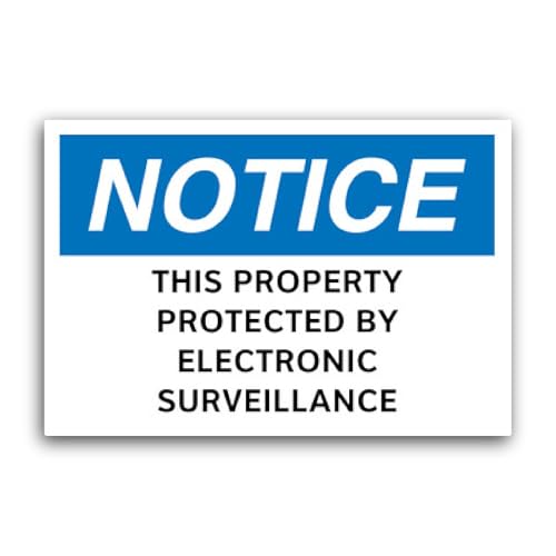 2 (Pieces) 3" and 5" This Property Protected by Electronic Surveillance Sticker, Waterproof Vinyl De