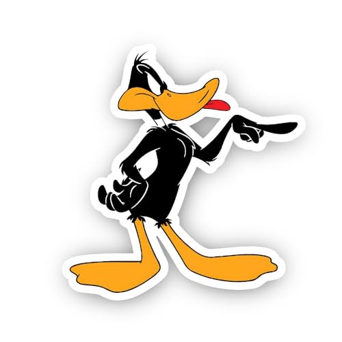 2 (Pieces) 2" and 3" Black Duck Pointing with Tongue Out Sticker, Waterproof Vinyl Decals for Many P