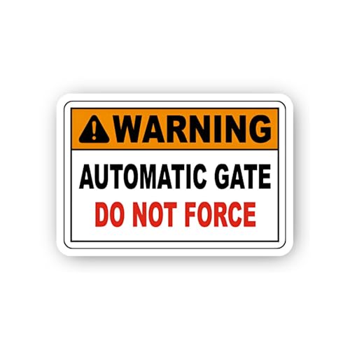 2 (Pieces) 3" and 5" Automatic Gate Force Warning Sticker, Waterproof Vinyl Decals for Many Purpose 