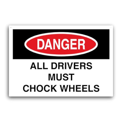 2 (Pieces) 3" and 5" Danger - All Drivers Must Chock Wheels Sticker, Waterproof Vinyl Decals for Man
