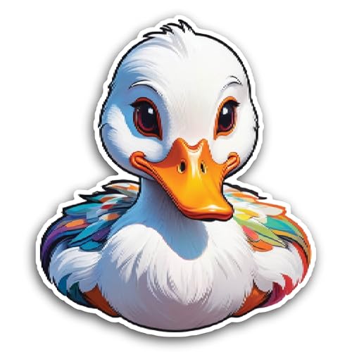 2 (Pieces) 3" and 5" Cute Cartoon Duck Sticker, Waterproof Vinyl Decals for Many Purpose Like Cars, 