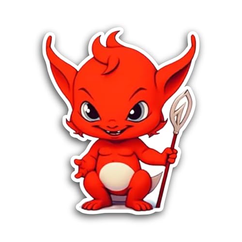 2 (Pieces) 3" and 5" Little Red Devil Sticker, Waterproof Vinyl Decals for Many Purpose Like Cars, T