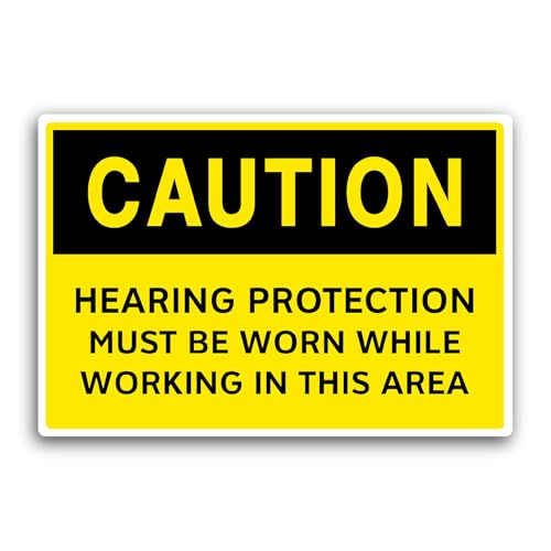 2 (Pieces) 3" and 5" Caution Hearing Protection Sticker, Waterproof Vinyl Decals for Many Purpose Li
