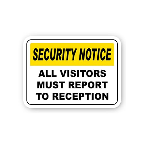 2 (Pieces) 3" and 5" Security Notice: Report to Reception Sticker, Waterproof Vinyl Decals for Many 