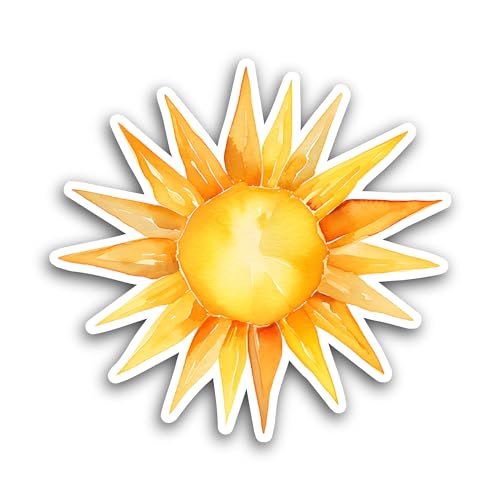 2 (Pieces) 3" and 5" Bright Sun Sticker, Waterproof Vinyl Decals for Many Purpose Like Cars, Trucks,