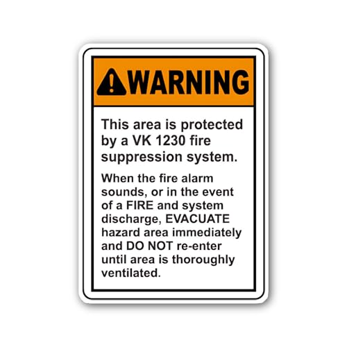 2 (Pieces) 3" and 5" Fire Supression System Sign Sticker, Waterproof Vinyl Decals for Many Purpose L