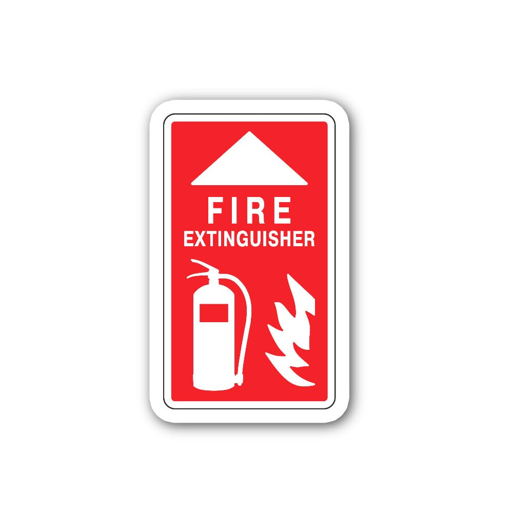 2 (Pieces) 3" and 5" Red Colour Fire Extinguisher Sign Sticker, Waterproof Vinyl Decals for Many Pur