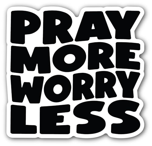 2 (Pieces) 3" and 5" Pray More Bold Text Sticker, Waterproof Vinyl Decals for Many Purpose Like Cars