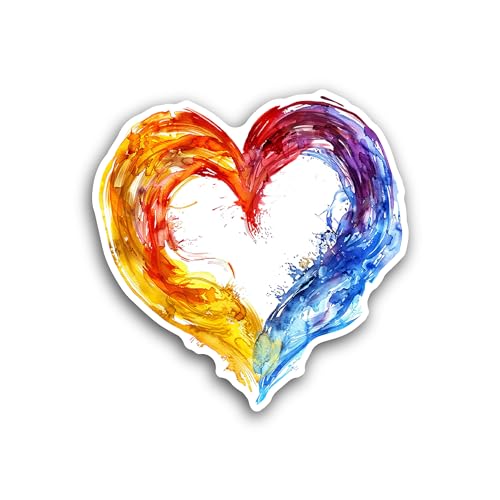 2 (Pieces) 3" and 5" Colorful Heart Frame Sticker, Waterproof Vinyl Decals for Many Purpose Like Car