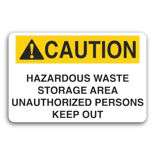 2 (Pieces) 3" and 5" Caution Hazardous Waste Storage Area Sticker, Waterproof Vinyl Decals for Many 