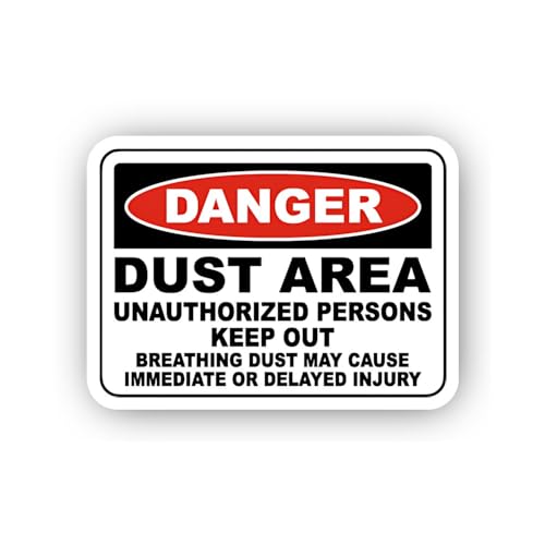 2 (Pieces) 3" and 5" Danger Dust Injury Warning Sticker, Waterproof Vinyl Decals for Many Purpose Li