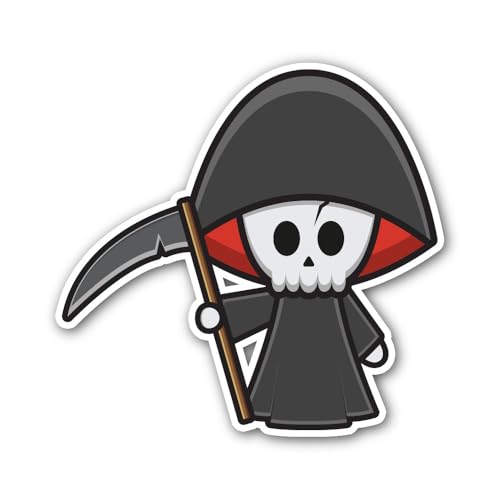 2 (Pieces) 3" and 5" Black Grim Reaper Sticker, Waterproof Vinyl Decals for Many Purpose Like Cars, 