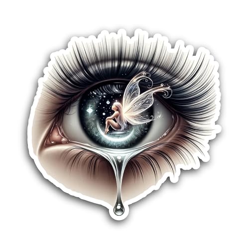 2 (Pieces) 3" and 5" Eye with Tears Sticker, Waterproof Vinyl Decals for Many Purpose Like Cars, Tru