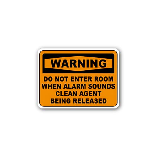 2 (Pieces) 3" and 5" Warning Clean Agent Being Released Sign Sticker, Waterproof Vinyl Decals for Ma