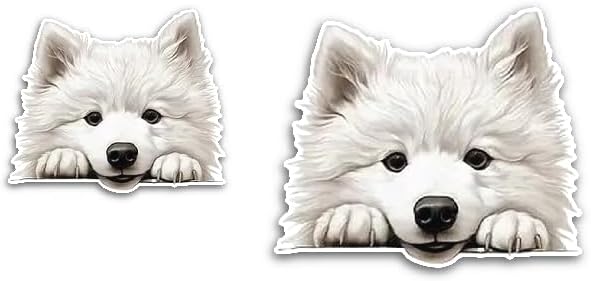 2 (Pieces) 3" and 5" White Dog Staring at me Decal Sticker, Waterproof Vinyl Decals for Many Purpose Like Cars, Trucks, Laptops, Phones, Windows and More
