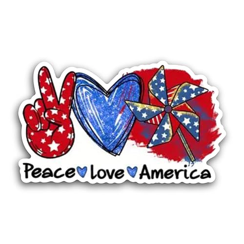 2 (Pieces) 3" and 5" Peace Love America Message Sticker Decal Sticker, Waterproof Vinyl Decals for M