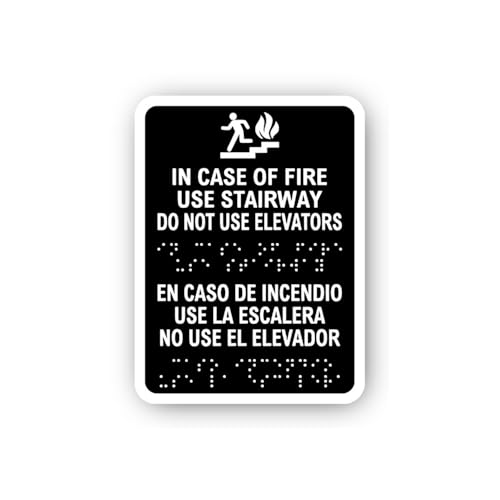 2 (Pieces) 3" and 5" Fire Emergency Stairway Use Sticker, Waterproof Vinyl Decals for Many Purpose L