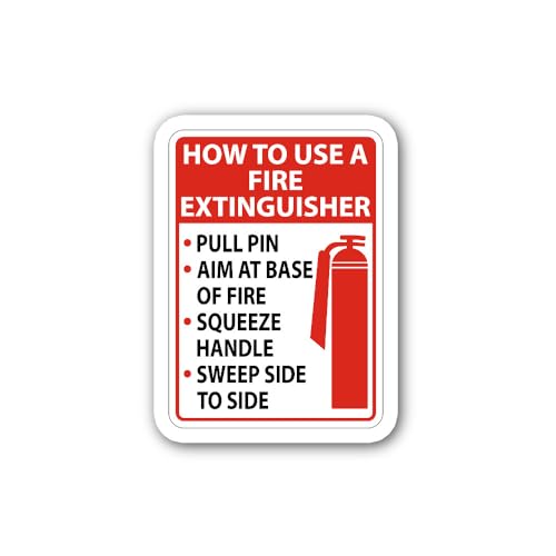 2 (Pieces) 3" and 5" Commercial Fire Safety Instruction Decal Sticker, Waterproof Vinyl Decals for M
