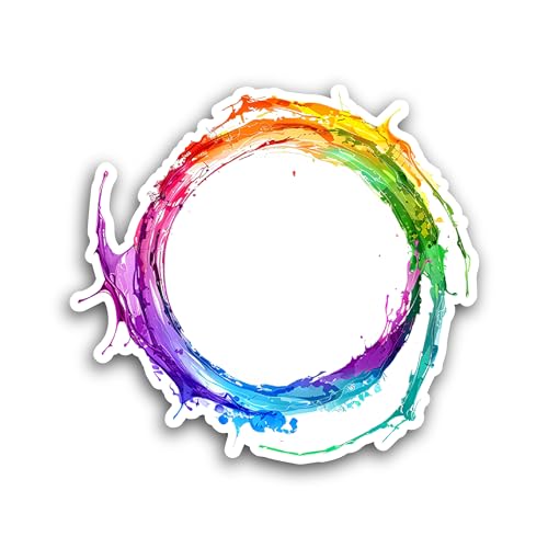 2 (Pieces) 3" and 5" Colorful Empty Circle Frame Sticker, Waterproof Vinyl Decals for Many Purpose L