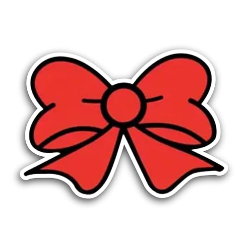 2 (Pieces) 3" and 5" Red Ribbon Bow Sticker, Waterproof Vinyl Decals for Many Purpose Like Cars, Tru